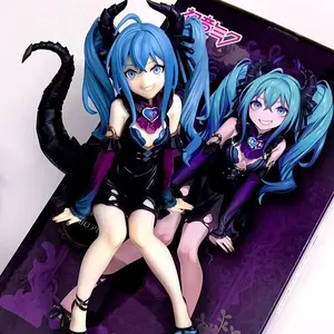 Hatsune Miku MIKU Little Devil Sitting Pressing Instant Noodles Hatsune Miku Hand-held Office Doll Second Dimension Beauty Little Peripheral Desktop Decoration Chassis Ornaments Car Decoration Gift Labubu Mystery Box Collectible Statue