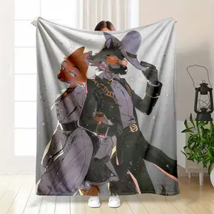The Bad Guys Anime Style Flannel Fleece Throw Blanket Mr Wolf and Diane Foxington in Suits Cool Fan Art HD Print Ultra Soft Cozy Sofa Decor Gift for Teen summerwins