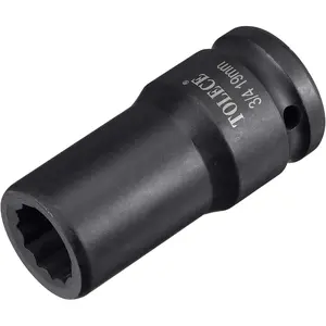 3/4-Inch Drive 19mm 12-Point Deep  Socket, CR-MO Steel 78mm Length, Metric Sizes