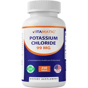 Vitamatic Potassium Chloride 99mg - 250 Tablets - Non-GMO Gluten-Free Healthcare Vitamin for Muscle Heart & Nerve Support - Made in USA - Electrolyte Balance