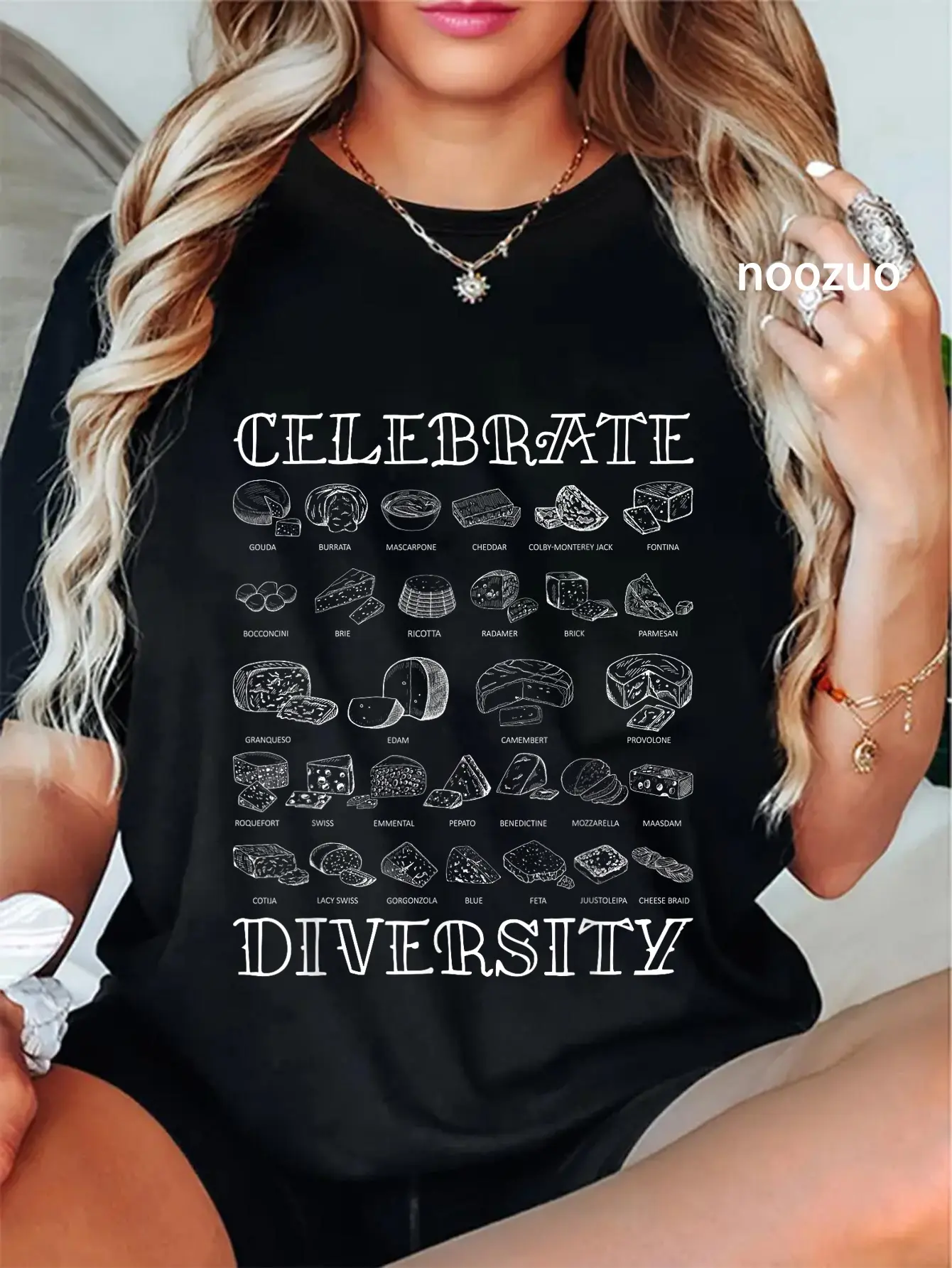 100% Cotton Celebrate Diversity Types of Cheese Shirt | Cheese T-Shirt