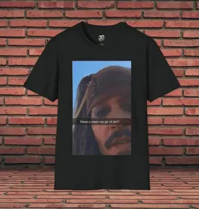 Women's Short-Sleeve Soft Fabric Classic Novelty Captain Jack Sparrow Meme Graphic Tee, "Have You Seen My Jar Of Dirt" Pirates Of The Caribbean Shirt