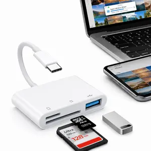 3-in-1 USB-C OTG Card Reader Adapter, SD/Micro SD/TF Memory Card Reader with USB-A Port, Type-C Multiport Hub for iPhone 15/16, Samsung, Android Phones, Tablets, Laptops, Camera Data Transfer