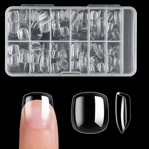 Short Kids Clear False Nails - 240Pcs Press on Nails for Little Girls Full Cover Children Fake Nails Fingernail Decoration 10 Sizes Soft Gel Nail Tips for Kids