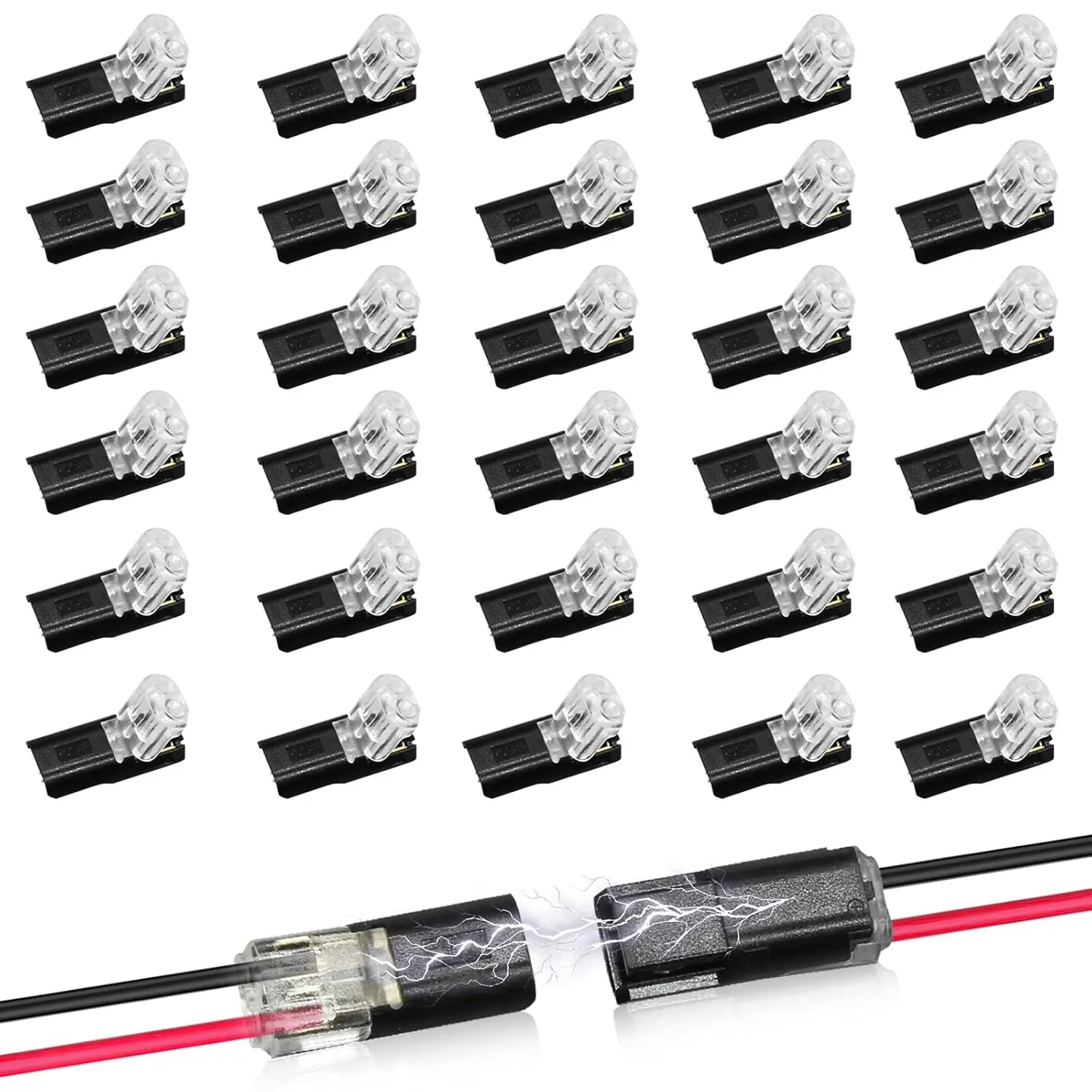 2 Pin Wire Strip Connectors, Double Wire Plug-in Connector with Locking Buckle, Low Voltage Quick Connect Clips, Solderless Fast Connector for DIY Wiring Projects, Secure Electrical Connection Accessories