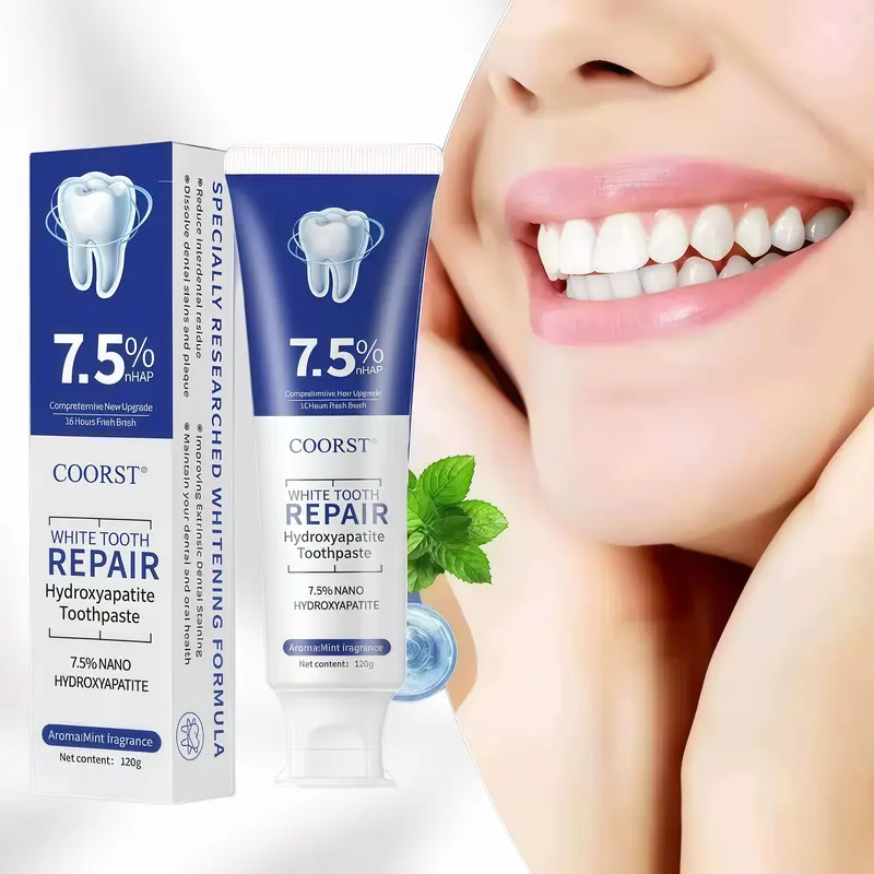 Hydroxyapatite Toothpaste, Enamel Repair & Gentle Teeth Whitening, Fluoride‑Free Refreshing Flavor 4.23oz, Mild Formula for Sensitive Teeth Daily Oral Care#backtoschool
