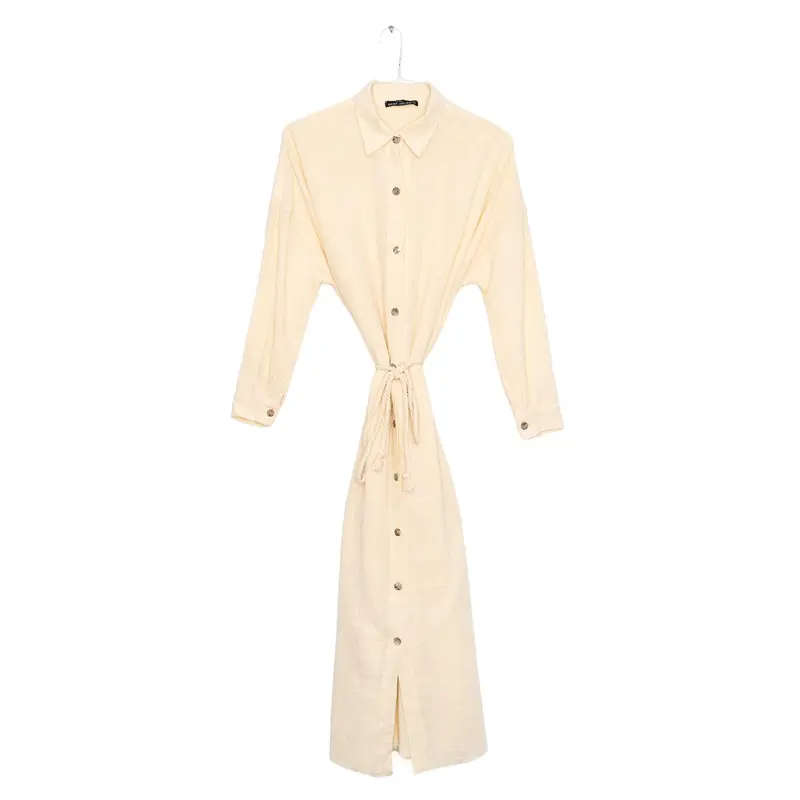 chinese dress ladies Oversized Maxi Shirt Dress  Cream  GUIDED REBEL