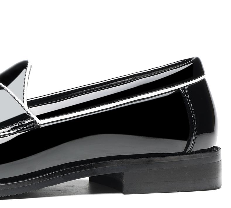 Men's Contrast Stitch Penny Loafers, Glossy Slip-On Formal Dress Shoes8662