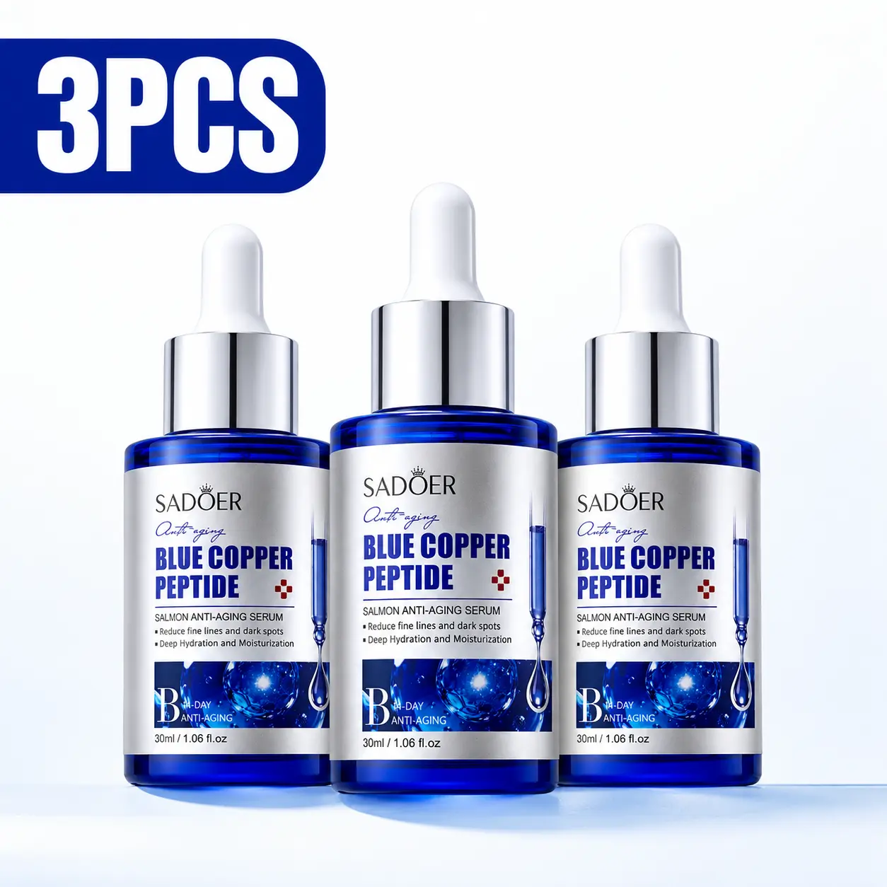Copper Peptide Serum for Face & Neck, Blue Copper Peptide GHK-Cu Anti-Aging Face Serum with Hyaluronic Acid, Hydrating Firming Serum for Fine Lines, Lightweight Daily Skincare, 30ml