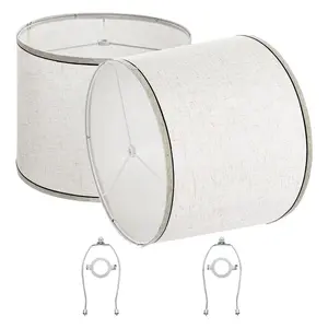 VEVOR Lamp Shade 2 Set, 11 in Topx 13 in Bottomx 10 in High (Spider Fitter), Medium Lampshade with Harp, Replacement Lamp Shade for Table Floor Lamps Pendant Lights, Light Linen with Black