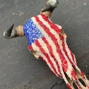 American flag cow skull