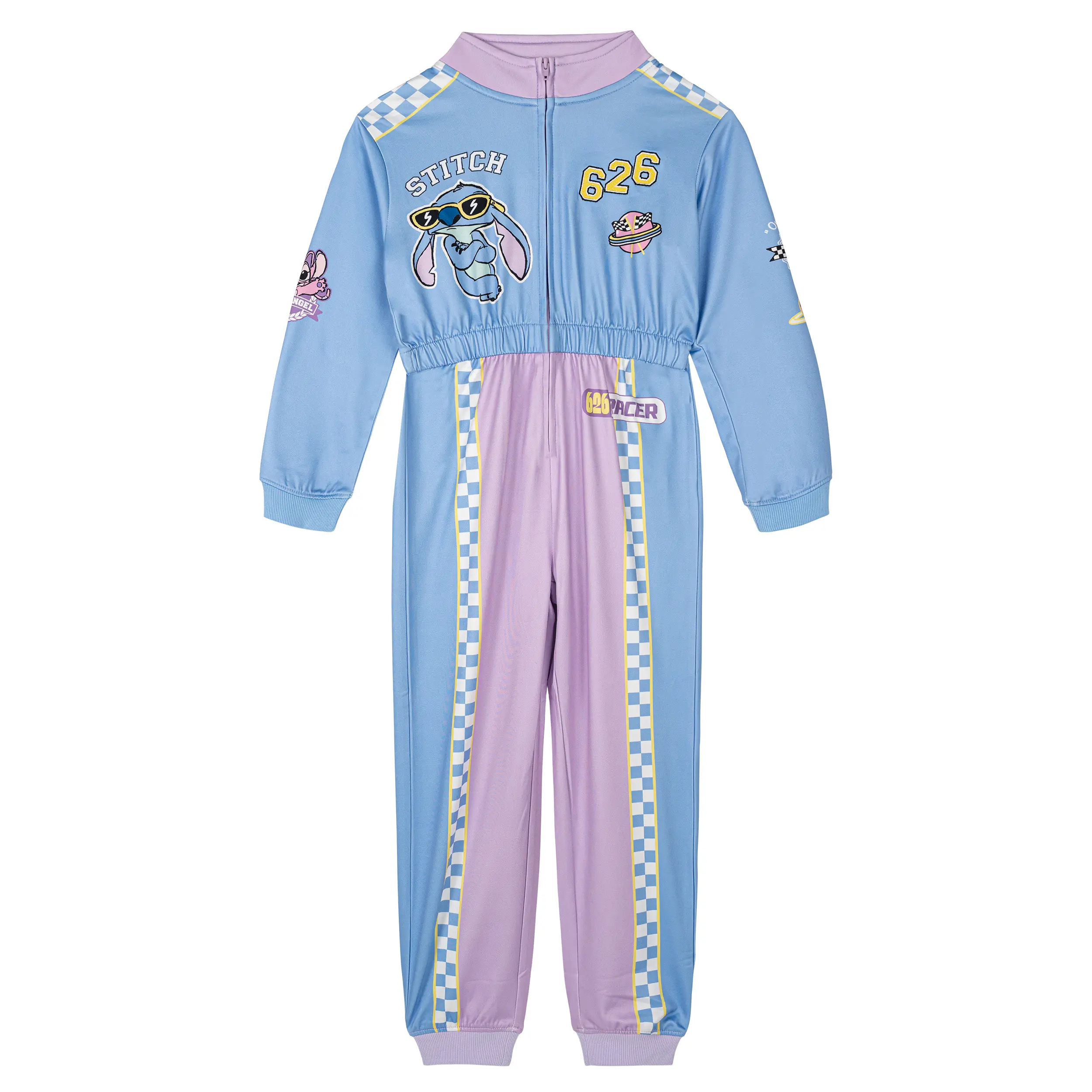 Disney Lilo & Stitch Girls' Zip Front Printed Costume Outfit Blue Lavender Toddler to Big Kid