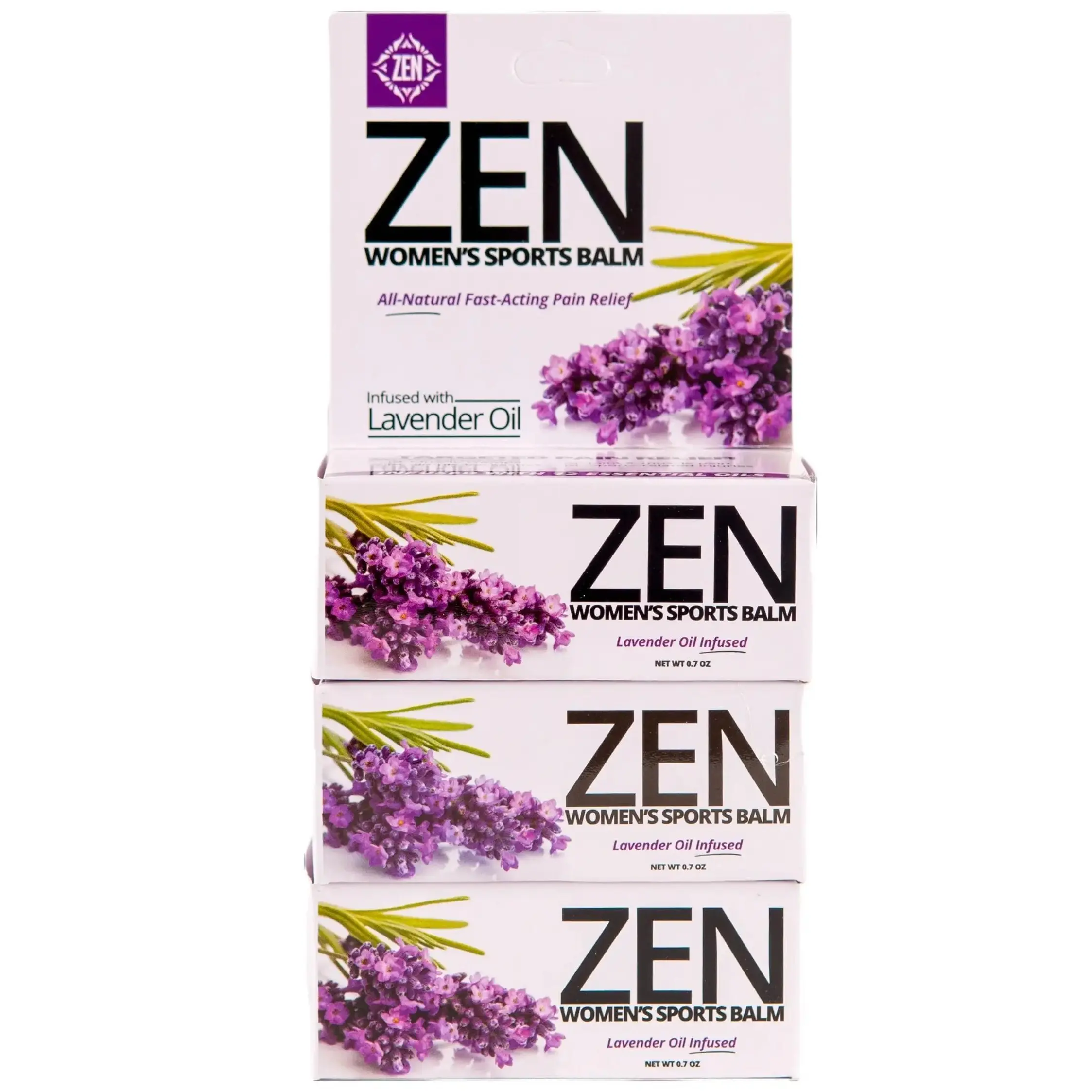 ZEN Women’s Lavender-Infused Sports Balm 3-Count Multi-Pack - Natural, Soothing, Relaxing Body Care Treatment for Fitness-Focused Women, Wellness Daily Relief