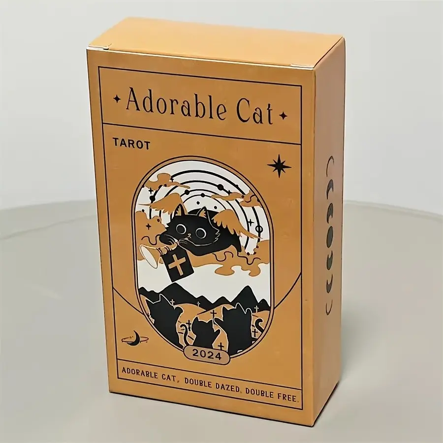 Cute Cat Tarot Cards Set, Tarot Card Decks, 78 Tarot Cards with Cute Kitty Cats and Mystical Elements, Fun Themed Card Game and Collectible for Cat Lovers, Card Games for Teens