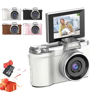 High definition digital camera, 180 ° flip screen CCD point and shoot camera, student digital camera for video recording and selfies, portable camera, Portable Vlogging Camera, essential for campus card machine travel, rechargeable battery