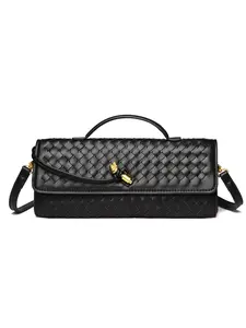 Women's woven handbag, handmade wallet in PU leather, clutch, casual crossbody bag, and evening shoulder bag, featuring a stylish and practical design