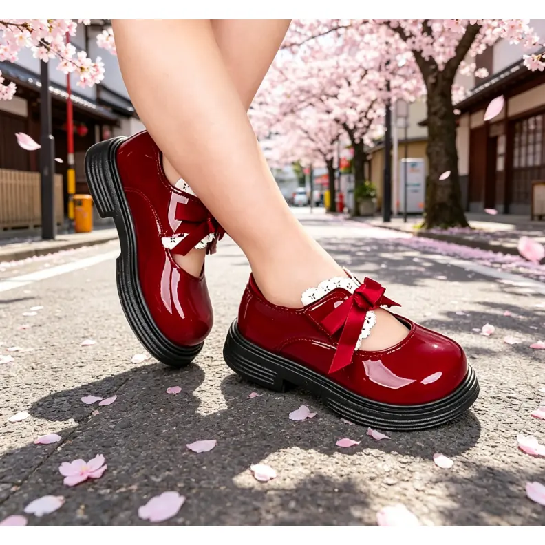 Girls' Flat Shoes, Spring/Autumn Mary Jane Dance Shoes, Comfortable Lightweight Girls' Shoes, Easy On/Off Sweet Bow Decorated School Shoes