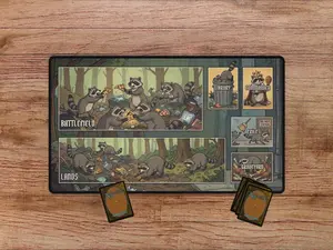Raccoon Trash TCG Playmat, Racoon Funny MTG Mouse Pad Zones Gameplay Mat, Desk Mat Design, Multiple Zones