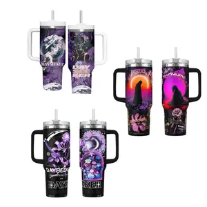 DAYSEEKER Creature in the Black Night 40oz 20oz Tumbler With Handle, Rock Tumbler 40oz Large Handle Mug, Hot & Cold Insulated Cup