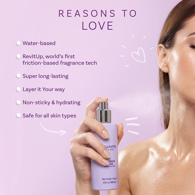 BellaVita Luxury Bloom Bae Hair & Body Mist for Women | Sweet Floral Body Spray | Long-Lasting Hair and Body Mist | Hydrating, Alcohol-Free Perfume Mist | 240ML | 8.12 fl.oz