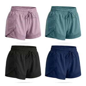Women's 2-IN-1 Drawstring Pocket Sports  Shorts, Sporty Quick Dry Wrap Track Shorts for Running Yoga  Workout, Summer Outfits 2024, Stretch Shorts, Sports Clothing for Summer gym