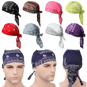 5Pcs/Pack Men's Cashew Print Cycling Hat, Sweat Absorbing and Breathable Daily Exercise and Fitness Pirate Hat, Cycling Outfit Headwear