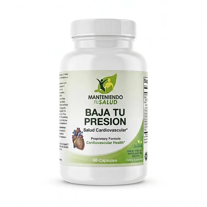 Manteniendo Tu Salud Baja Tu Presión, Hawthorn Extract, Garlic Bulb Powder, 90 Capsules Herbal Dietary Supplement