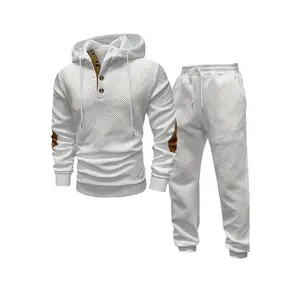Men's Hoodie Tracksuit Set: Stylish Half-Button Design with Diagonal Striped Grid Print – A Cozy Two Piece Outfit That Blends Trendy Details With All Day Comfort Perfect for Casual Outings Lazy Weekends or Quick Errands