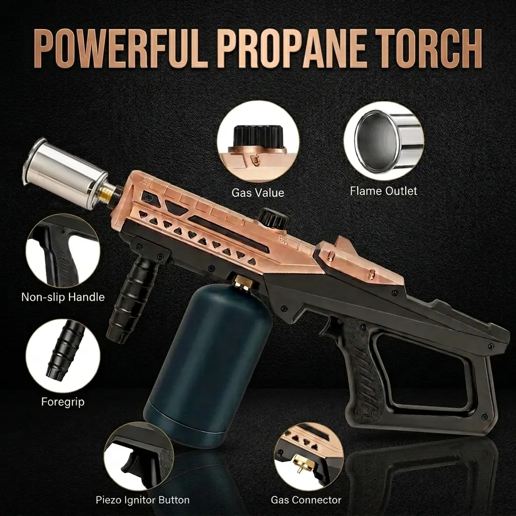 Gas canister not included，Tactical Portable Handheld Igniter, Adjustable Flame Ignition Tool with Ergonomic Handle, Outdoor Entertainment Igniter for Backyard Camping, Multi Color Available