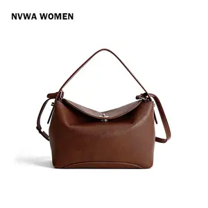 Classic Cognac Bucket Bag Women's Soft Faux Leather Crossbody Shoulder Purse Two-Way Wear Handbag Secure Closure for Work Daily Commute