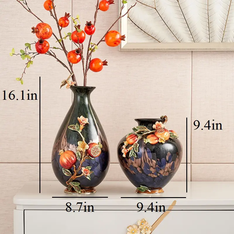 FABUORNA Luxury Vase [Flower of Wealth-B Series], Decorative Vase, Modern Vase, Original Exquisite Vase, Vase with Enamel Decoration (Tall)