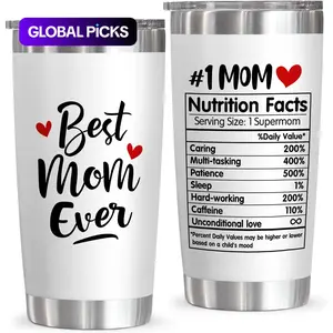 20oz Stainless Steel Vacuum Flask, 1 Count Best Mom Nutrition Facts Themed Coffee Cup, Tumbler for Home Office Use, Gifts for Mom Grandma #GLOBAL PICKS