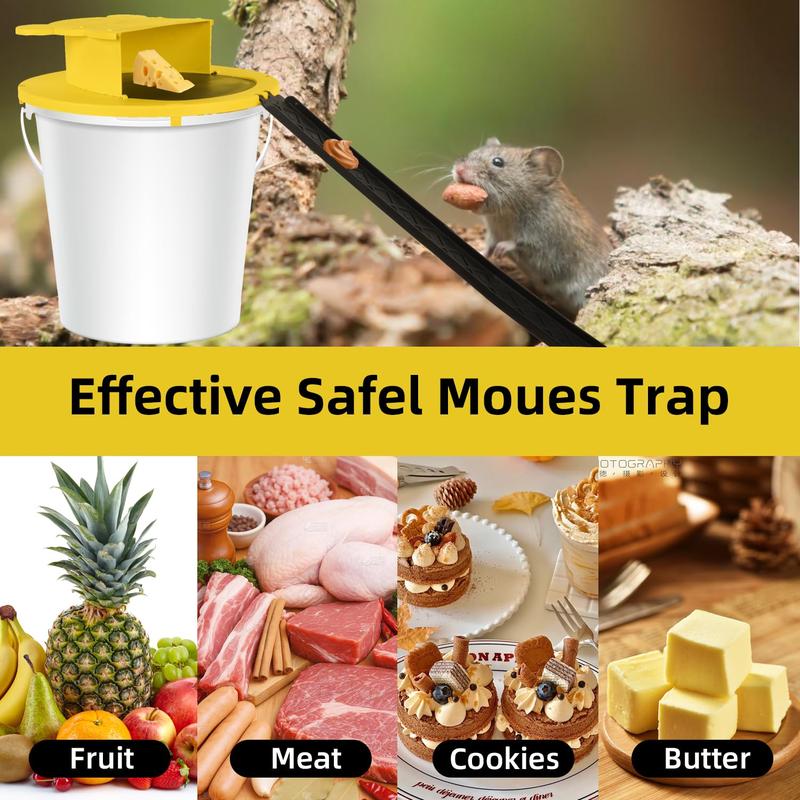 Mouse Trap Bucket Flip Lid Multi-Catch for Indoor Outdoor Use, Auto-Reset Humane Rats Trap, No Chemical Glue Required | 5 Gallon Bucket Compatible