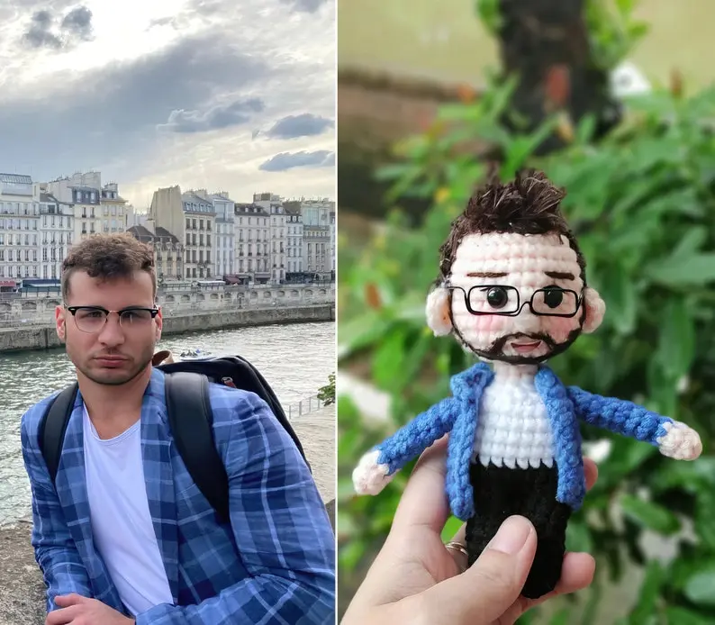 Custom Crochet Doll, Custom Stuffed doll, Mini Look alike Doll, Personalized Gifts, crochet memory doll, Christmas Gifts, Christmas Doll