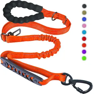 Elastic Dog Leash with Two Padded Handles, 6ft/4ft Dog Rope, Comfortable Padded Handle, High Reflective, Suitable for Medium and Large Dogs
