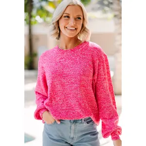 The Slouchy Fuchsia Pink Bubble Sleeve Sweater