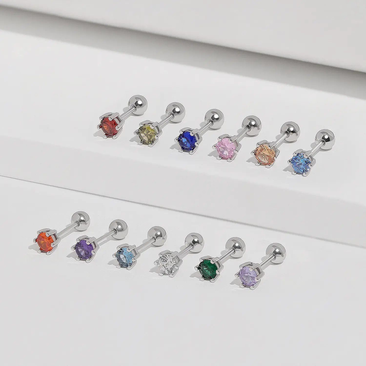 S925 Sterling Silver Birthstone Screw Back Earrings
