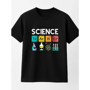 Science T Shirt Black Science Lab Theme Personalized Unisex Top Summer Comfortable Breathable Short Sleeve Tee Suitable For All Outfits Made In Usa