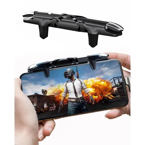Portable Handheld Game Controller with Controller Grips, Double Zinc Alloy Keys, Silicone Protection, Almost 0 Latency, Sensitive Shoot-Aim Triggers, Clamp Fit, Compatible with Android Phones & iPhones for PUBG/Call of Duty Mobile Gaming Items