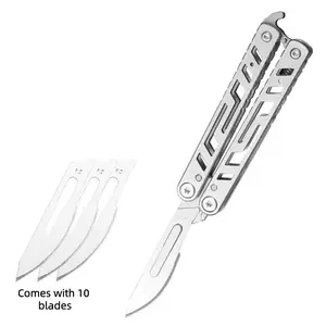 Folding Utility Knife Box Cutter with 10 Replacement Blades – Compact Pocket Cutter with Safety Lock, Durable Handle for Package Opening, DIY & Everyday Use