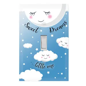 Sweet Dreams Baby Nursery Light Switch Cover Decorative Night Light Plate for Kids Room Unisex Polka Dot Design Easy Install Durable Plastic