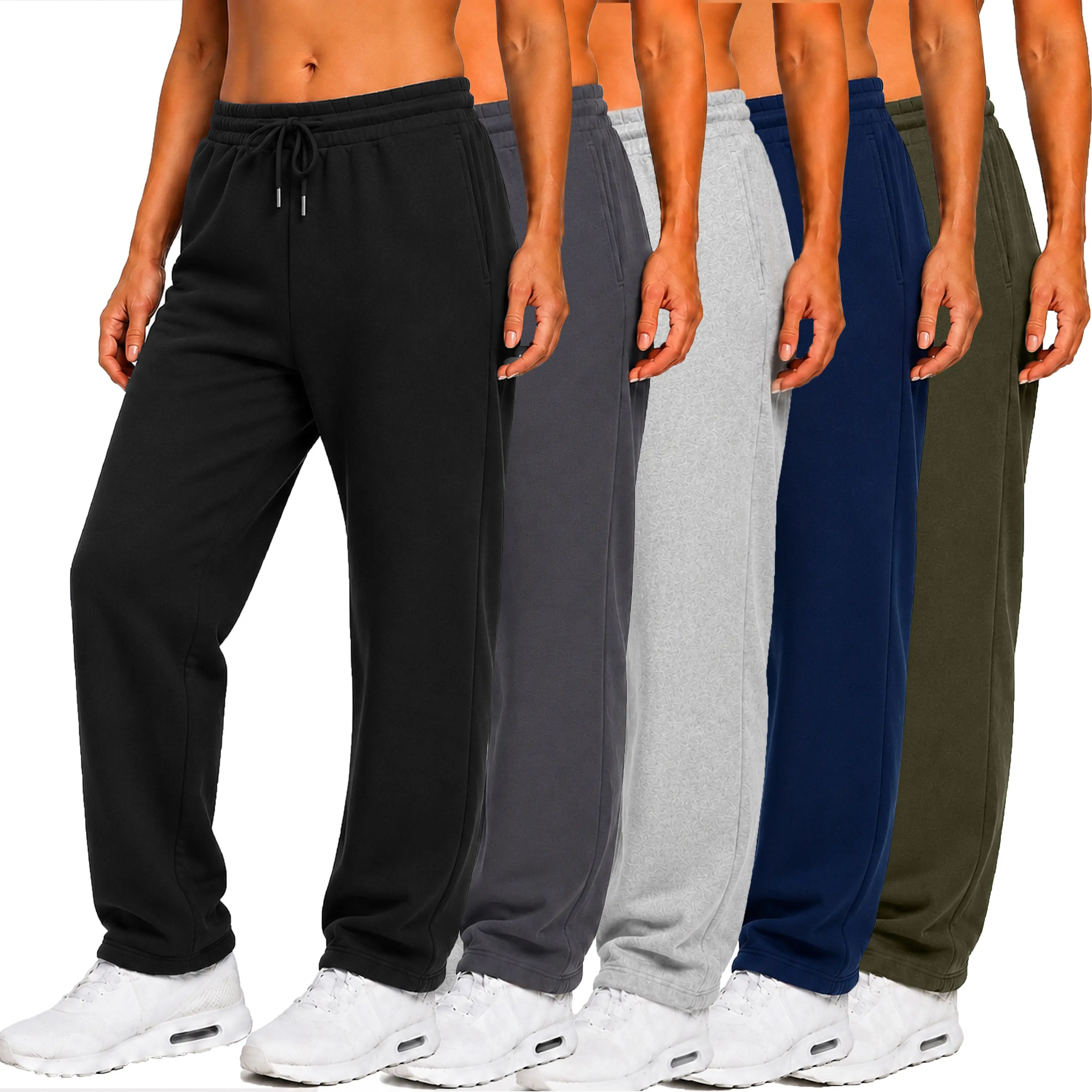 Women's 3-Pack Loose-Fit Classic Heavyweight Fleece Sweatpants with Open Bottom (S-3XL) Women's 3-Pack Loose-Fit Classic Heavyweight Fleece Sweatpants with Open Bottom (S-3XL)