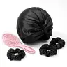 Blissy Hair Bundle – Silk Bonnet + Scrunchies (3-Pack) + Detangling Brush – 100% Mulberry Silk