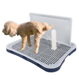 HalloStark Indoor Dog Litter Box Potty Tray with Splash Guard, 20"x15.5"x1.4" Pee Pad Holder for Puppies, Waterproof Easy-Clean Dog Toilet Training Tray Navy Blue