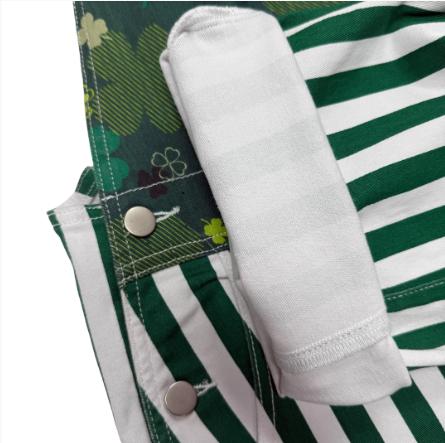 Yuanbang St Patrick's Day Overalls for Men Lucky Irish Romper Green Stripes Print Bib Stretch Denim Coveralls Adjustable Straps Jumpsuit Holiday Menswear Festival Beer Party Mardi Gras Outfits Dad Gifts Football Outwear