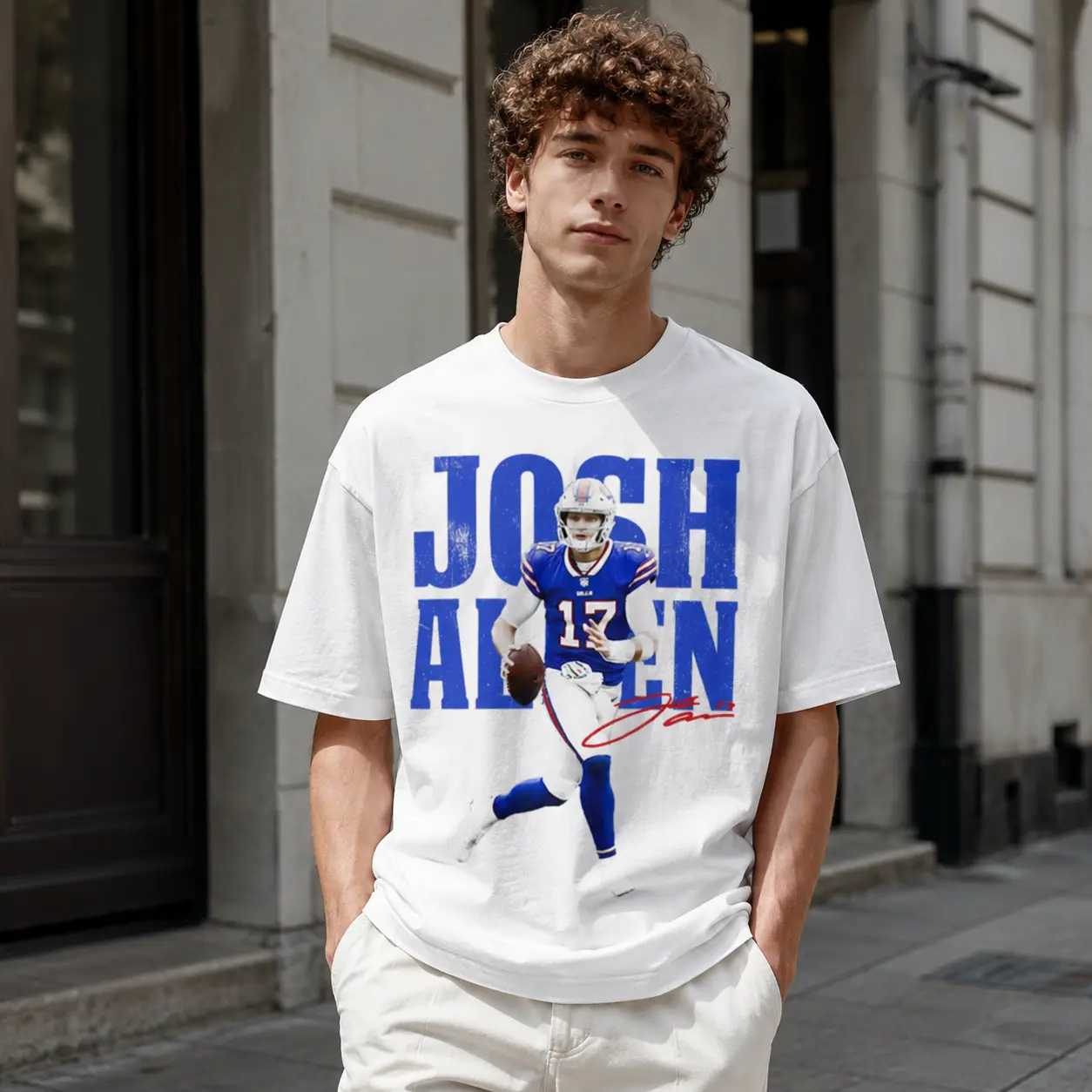 Josh Allen Buffalo Bills Graphic T-Shirt, Retro Quarterback #17 Football Tee, Vintage Sports Streetwear Shirt, Game Day Gift for NFL Fans and Supporters
