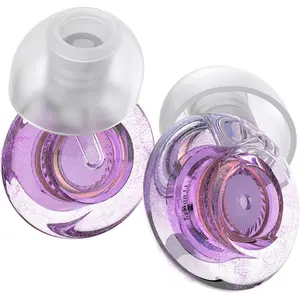 Ear Plugs for Concerts, 2 Pack High Fidelity Ear Plugs, Reusable Silicone Earplugs for Concert, Rave, Work, Musicians, 5 Pair Ear Tips in S/M/L, 18-25 dB Concert Ear Plugs for Noise Cancelling(Purple)