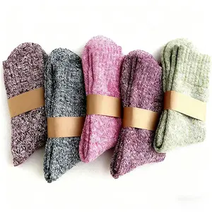 10 Pairs Mixed Color Super Soft Warm Retro Women's Outdoor Winter Mid Leg Socks Suitable for Cold Weather Knitted Fabric Calf Socks
