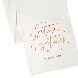 Personalized Family Last Name Gather Together Canvas Table Runner