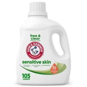 ARM & HAMMER Sensitive Skin Free & Clear Liquid Laundry Detergent Soap, 105 fl oz, 105 Loads
